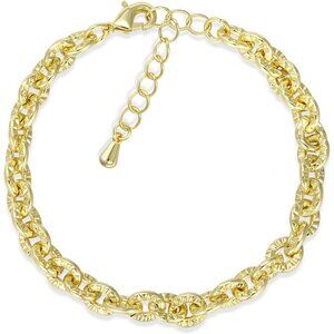 Gold 2 Italian Designer Inspired Rope Statement Chunky Bracelets for Women